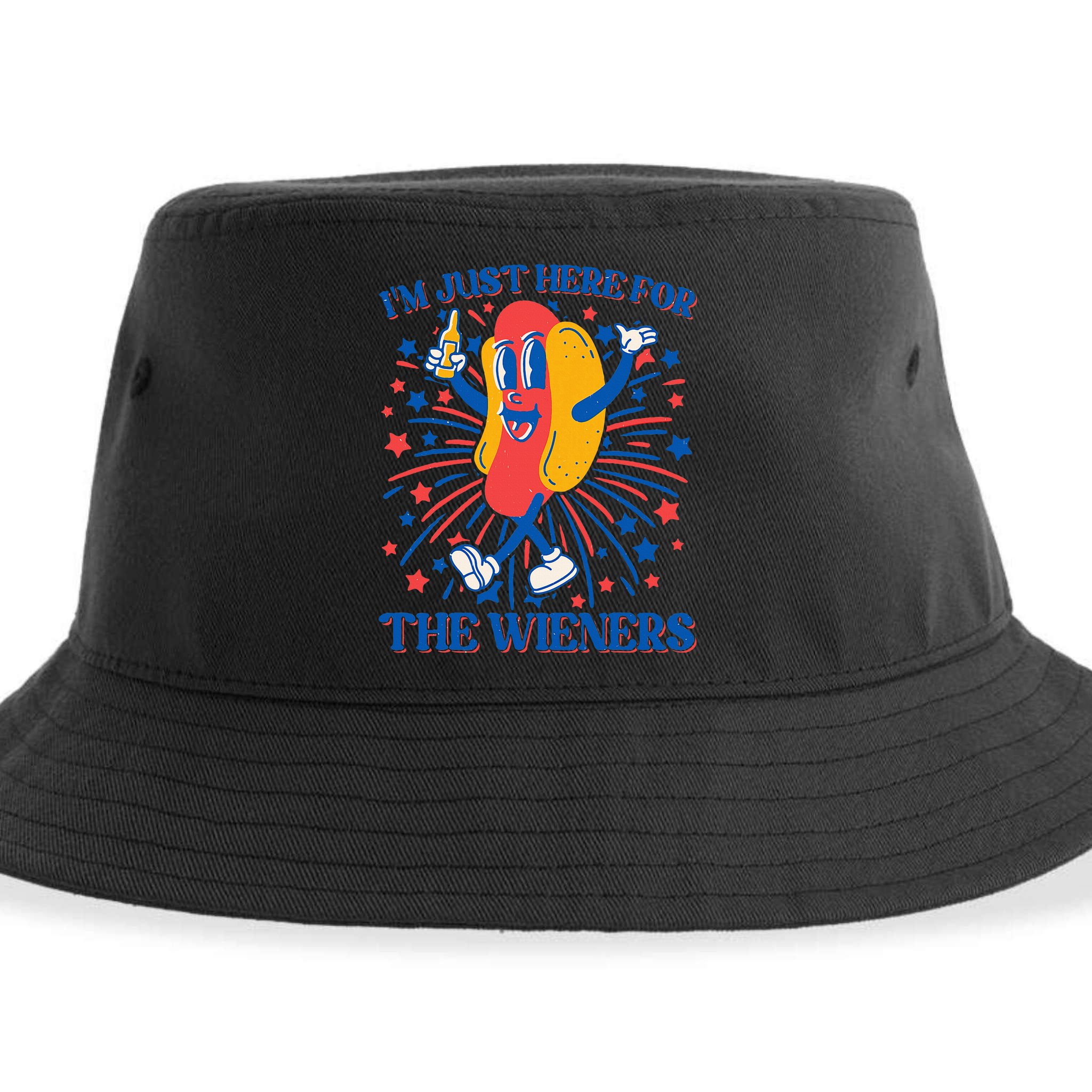 Just Here For The Wieners Hot Dog 4th Of July Sustainable Bucket Hat