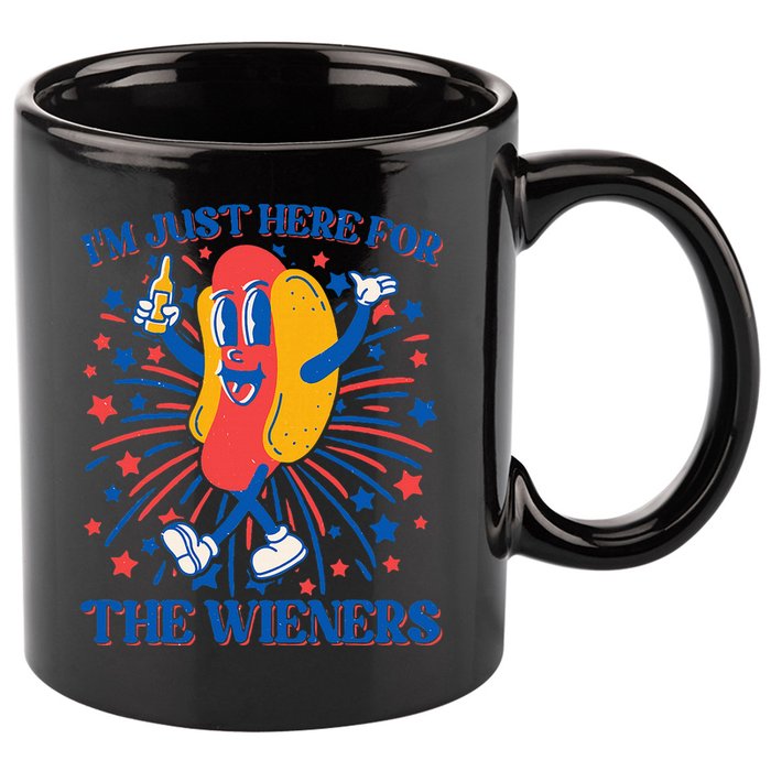 Just Here For The Wieners Hot Dog 4th Of July 11oz C Handle Ceramic Mug