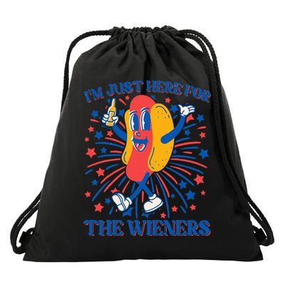 Just Here For The Wieners Hot Dog 4th Of July Drawstring Bag