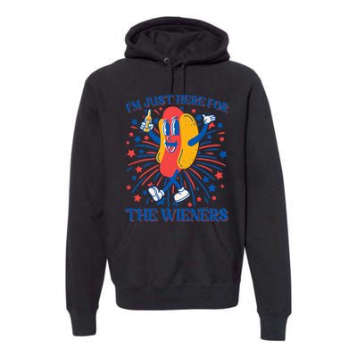 Just Here For The Wieners Hot Dog 4th Of July Premium Hoodie