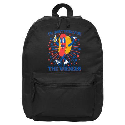 Just Here For The Wieners Hot Dog 4th Of July 16 in Basic Backpack