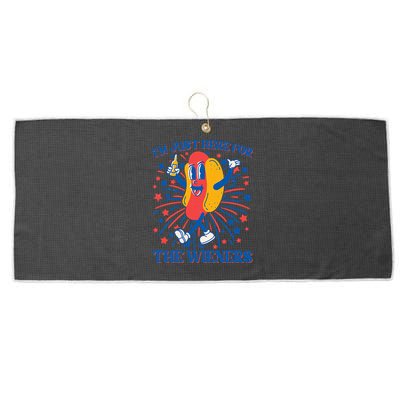 Just Here For The Wieners Hot Dog 4th Of July Large Microfiber Waffle Golf Towel