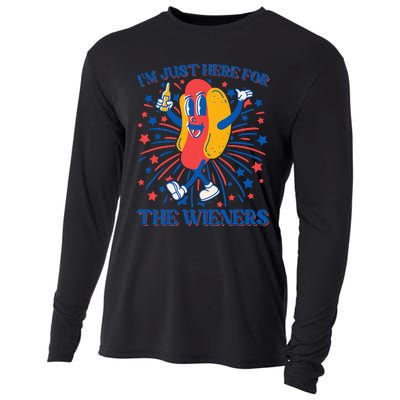 Just Here For The Wieners Hot Dog 4th Of July Cooling Performance Long Sleeve Crew