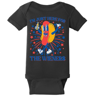 Just Here For The Wieners Hot Dog 4th Of July Baby Bodysuit