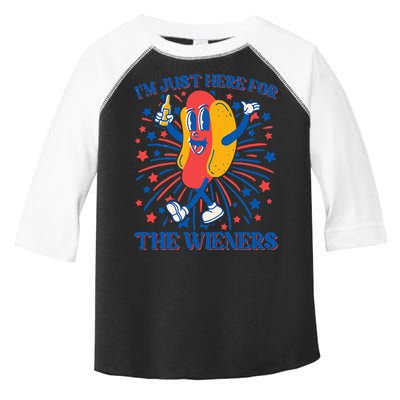 Just Here For The Wieners Hot Dog 4th Of July Toddler Fine Jersey T-Shirt