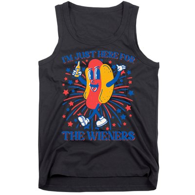 Just Here For The Wieners Hot Dog 4th Of July Tank Top