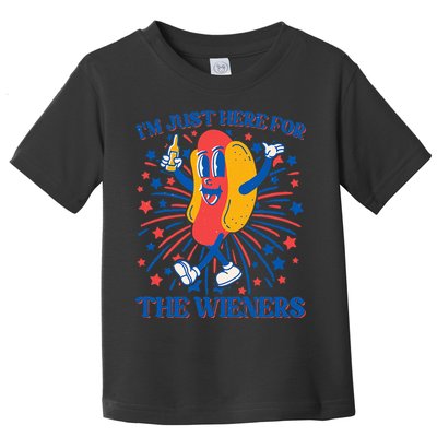 Just Here For The Wieners Hot Dog 4th Of July Toddler T-Shirt