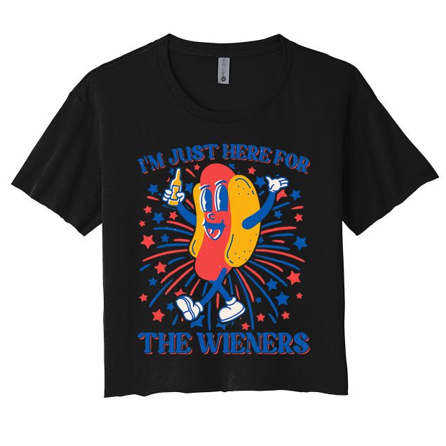 Just Here For The Wieners Hot Dog 4th Of July Crop Top