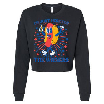 Just Here For The Wieners Hot Dog 4th Of July Cropped Pullover Crew