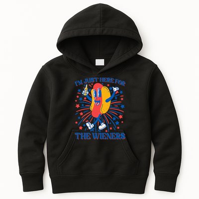 Just Here For The Wieners Hot Dog 4th Of July Kids Hoodie