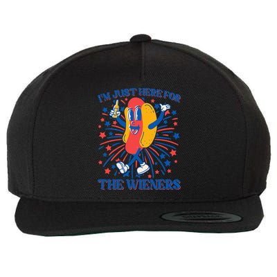 Just Here For The Wieners Hot Dog 4th Of July Wool Snapback Cap