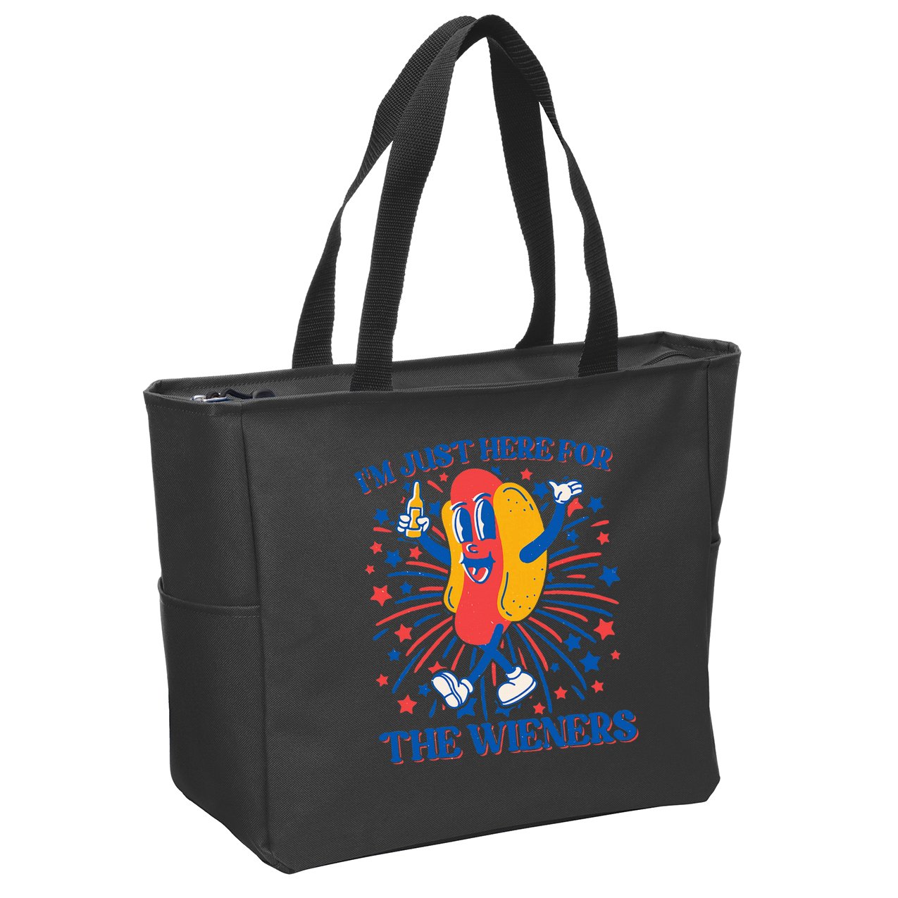 Just Here For The Wieners Hot Dog 4th Of July Zip Tote Bag