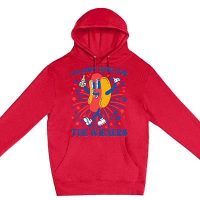 Just Here For The Wieners Hot Dog 4th Of July Premium Pullover Hoodie