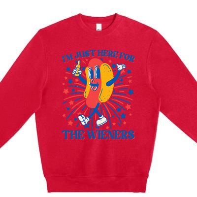 Just Here For The Wieners Hot Dog 4th Of July Premium Crewneck Sweatshirt