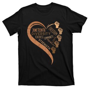 Juneteenth Heart Fists Black History Melanin T-Shirt