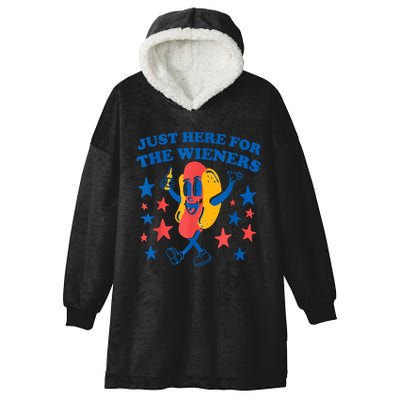 Just Here For The Wieners Funny Hot Dog 4th Of July Hooded Wearable Blanket