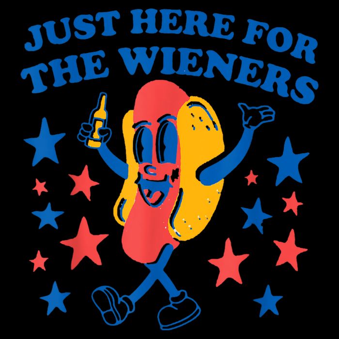 Just Here For The Wieners Funny Hot Dog 4th Of July 7-Panel Snapback Hat