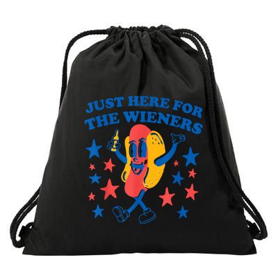 Just Here For The Wieners Funny Hot Dog 4th Of July Drawstring Bag