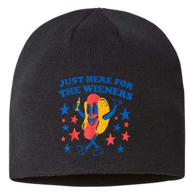 Just Here For The Wieners Funny Hot Dog 4th Of July Sustainable Beanie