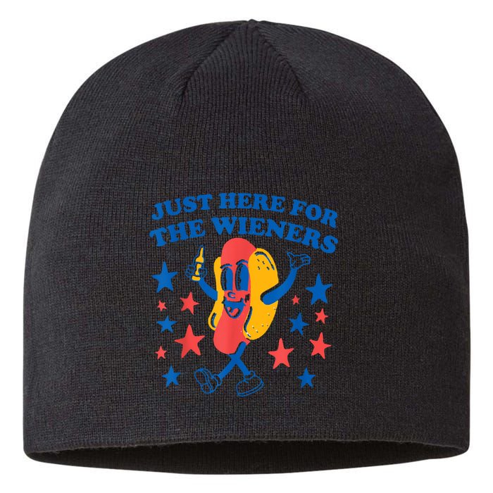 Just Here For The Wieners Funny Hot Dog 4th Of July Sustainable Beanie