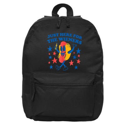 Just Here For The Wieners Funny Hot Dog 4th Of July 16 in Basic Backpack
