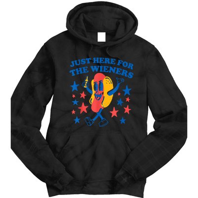 Just Here For The Wieners Funny Hot Dog 4th Of July Tie Dye Hoodie