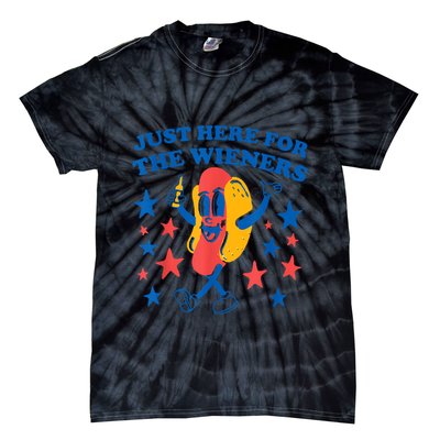 Just Here For The Wieners Funny Hot Dog 4th Of July Tie-Dye T-Shirt