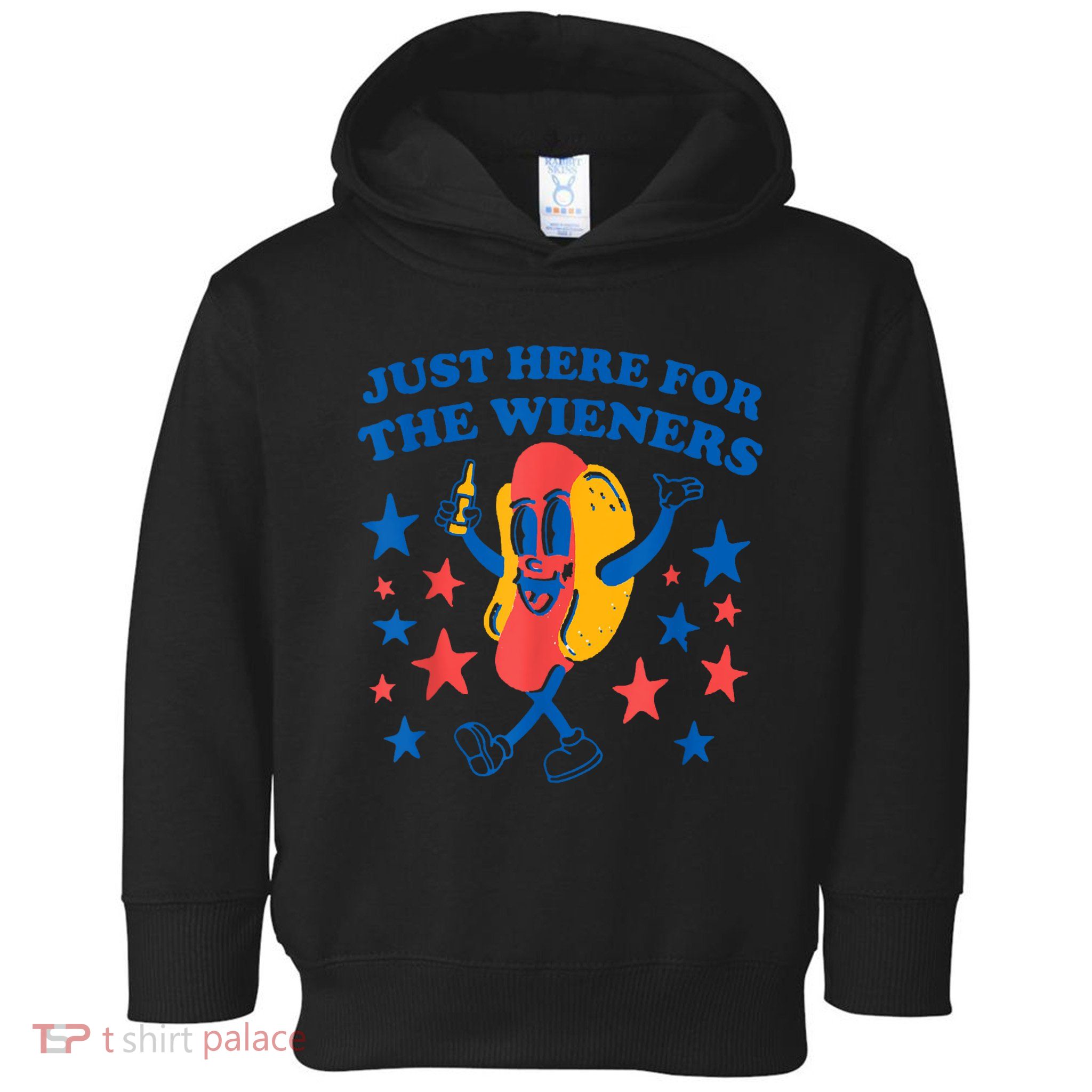Just Here For The Wieners Funny Hot Dog 4th Of July Toddler Hoodie