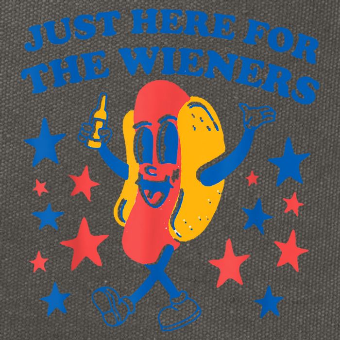 Just Here For The Wieners Funny Hot Dog 4th Of July Cotton Canvas Backpack