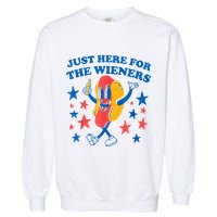 Just Here For The Wieners Funny Hot Dog 4th Of July Garment-Dyed Sweatshirt