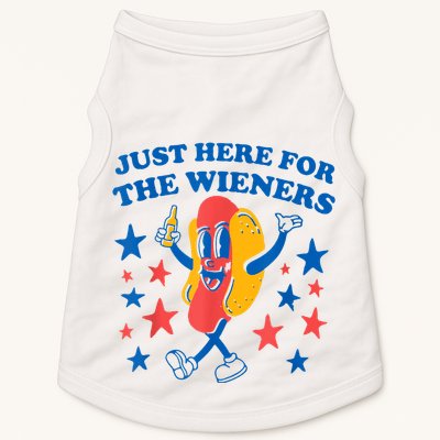 Just Here For The Wieners Funny Hot Dog 4th Of July Doggie Tank