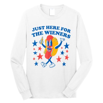 Just Here For The Wieners Funny Hot Dog 4th Of July Long Sleeve Shirt