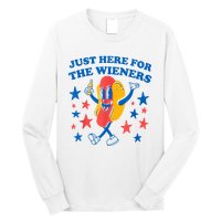 Just Here For The Wieners Funny Hot Dog 4th Of July Long Sleeve Shirt