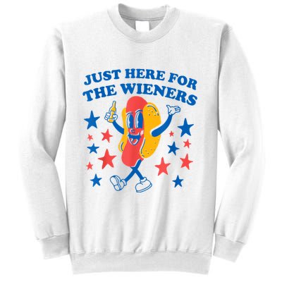 Just Here For The Wieners Funny Hot Dog 4th Of July Sweatshirt