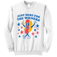 Just Here For The Wieners Funny Hot Dog 4th Of July Sweatshirt