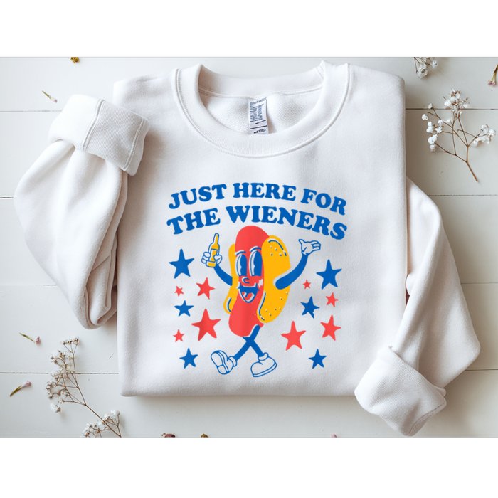 Just Here For The Wieners Funny Hot Dog 4th Of July Sweatshirt
