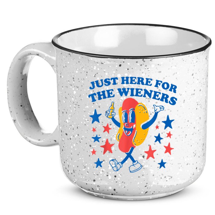 Just Here For The Wieners Funny Hot Dog 4th Of July 15oz Campfire Ceramic Mug