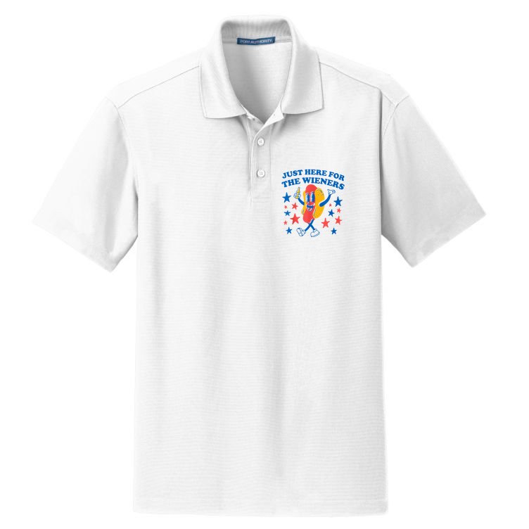 Just Here For The Wieners Funny Hot Dog 4th Of July Dry Zone Grid Polo