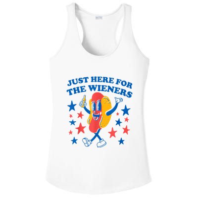 Just Here For The Wieners Funny Hot Dog 4th Of July Ladies PosiCharge Competitor Racerback Tank