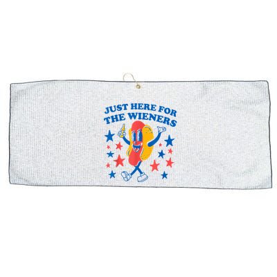 Just Here For The Wieners Funny Hot Dog 4th Of July Large Microfiber Waffle Golf Towel