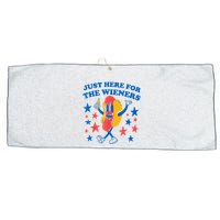 Just Here For The Wieners Funny Hot Dog 4th Of July Large Microfiber Waffle Golf Towel