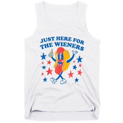 Just Here For The Wieners Funny Hot Dog 4th Of July Tank Top