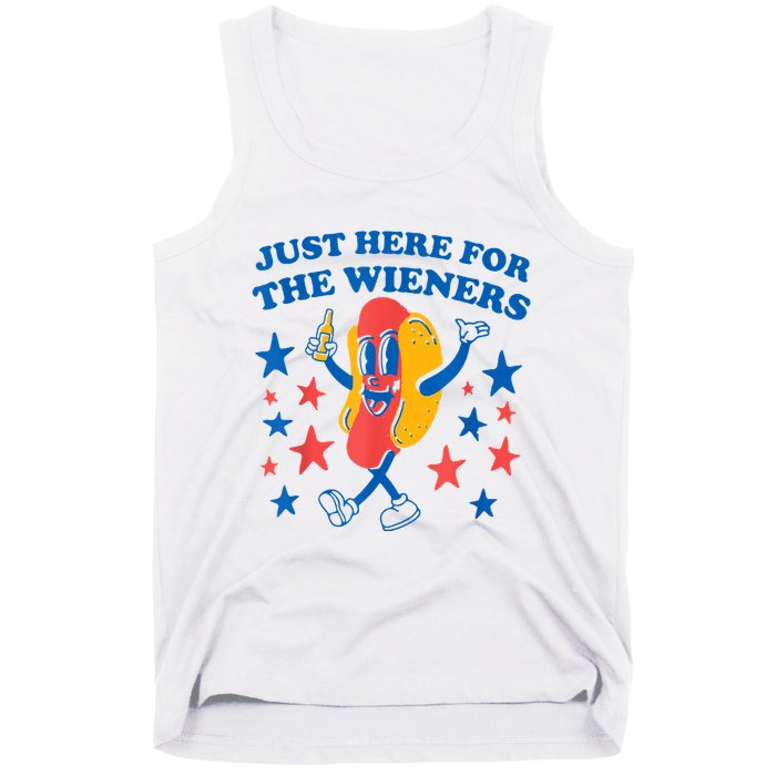 Just Here For The Wieners Funny Hot Dog 4th Of July Tank Top