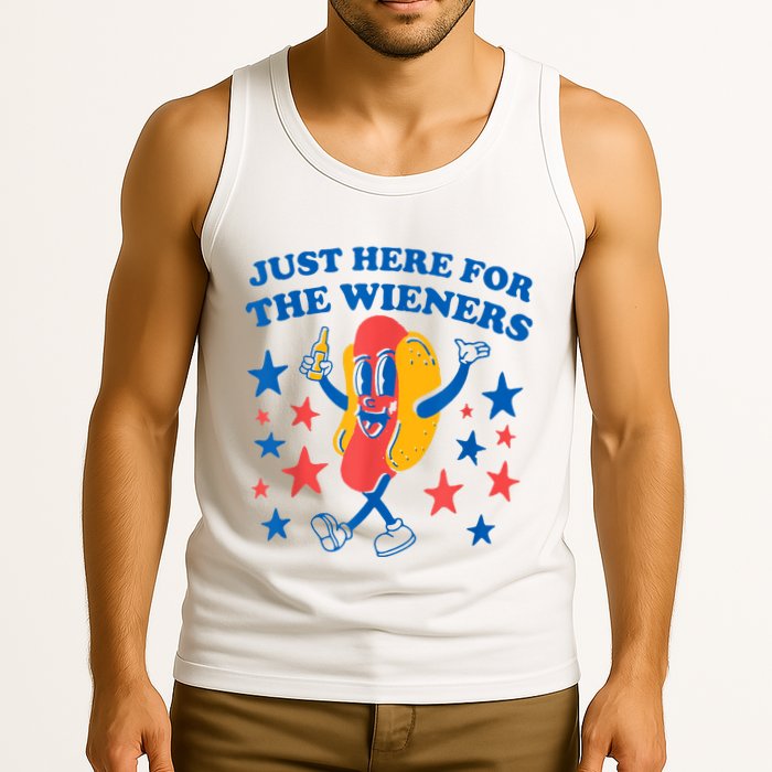 Just Here For The Wieners Funny Hot Dog 4th Of July Tank Top