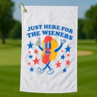 Just Here For The Wieners Funny Hot Dog 4th Of July Golf Towel