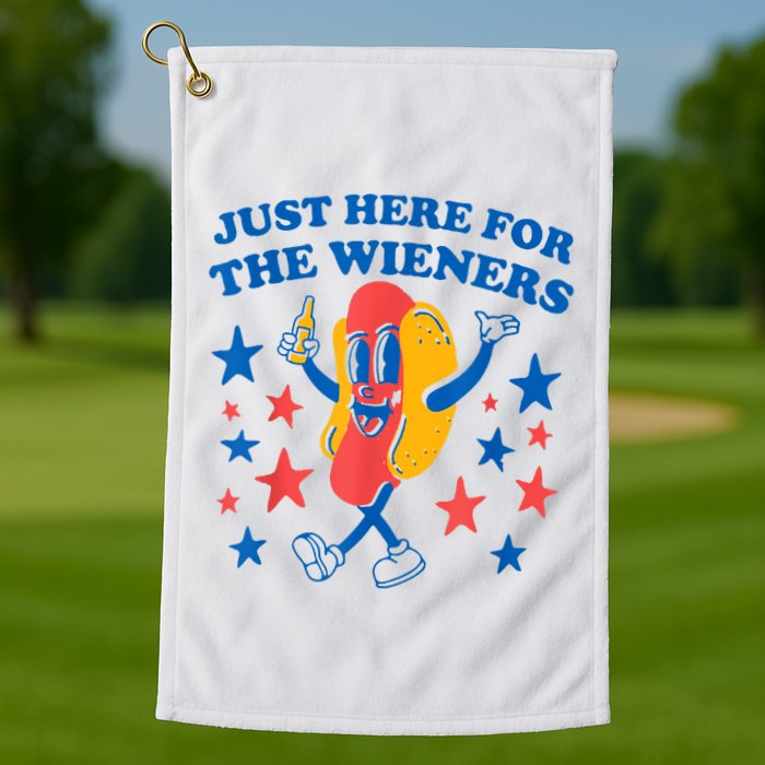 Just Here For The Wieners Funny Hot Dog 4th Of July Golf Towel