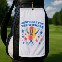 Just Here For The Wieners Funny Hot Dog 4th Of July Golf Towel