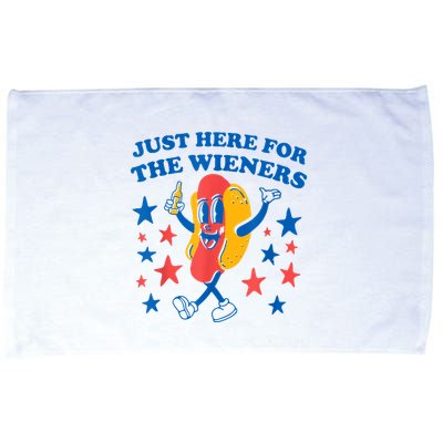 Just Here For The Wieners Funny Hot Dog 4th Of July Microfiber Hand Towel