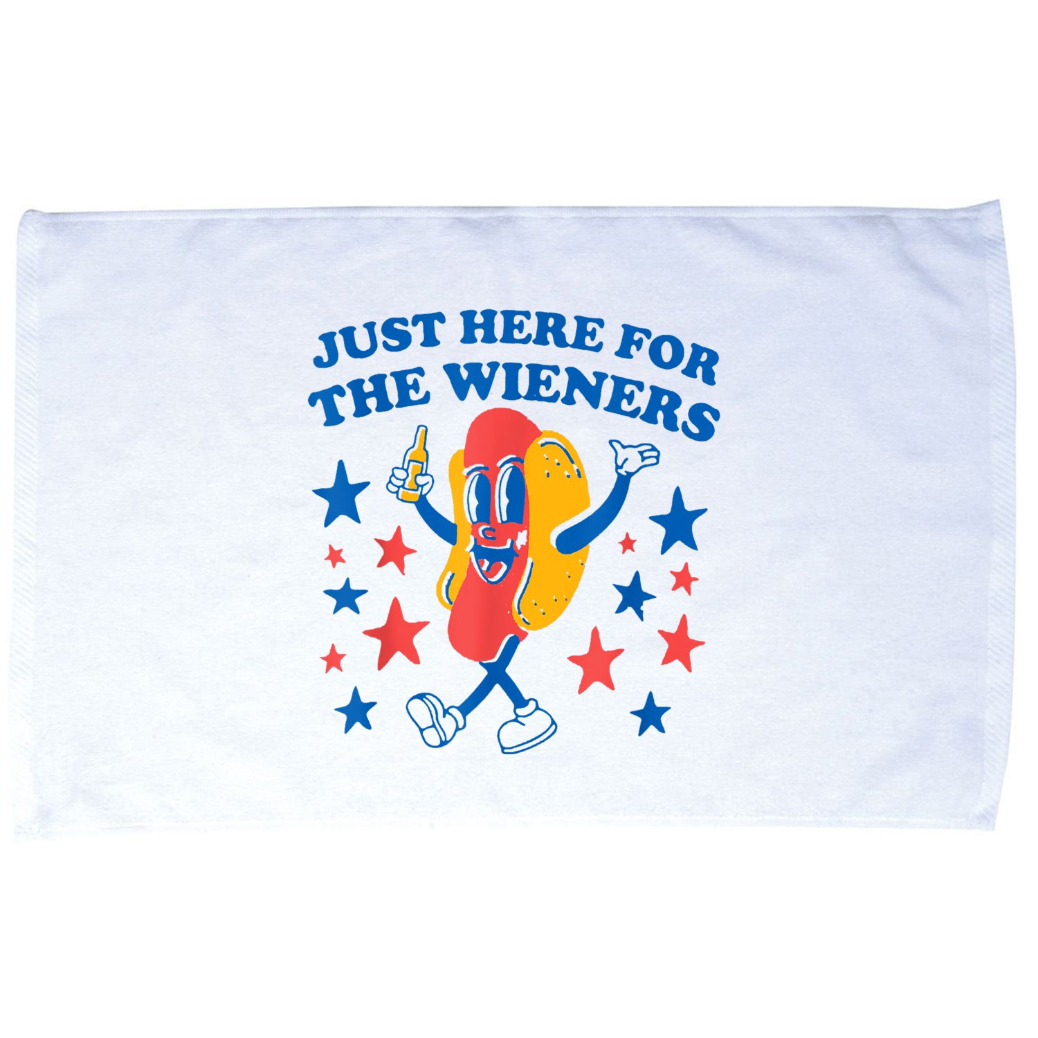 Just Here For The Wieners Funny Hot Dog 4th Of July Microfiber Hand Towel