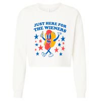 Just Here For The Wieners Funny Hot Dog 4th Of July Cropped Pullover Crew
